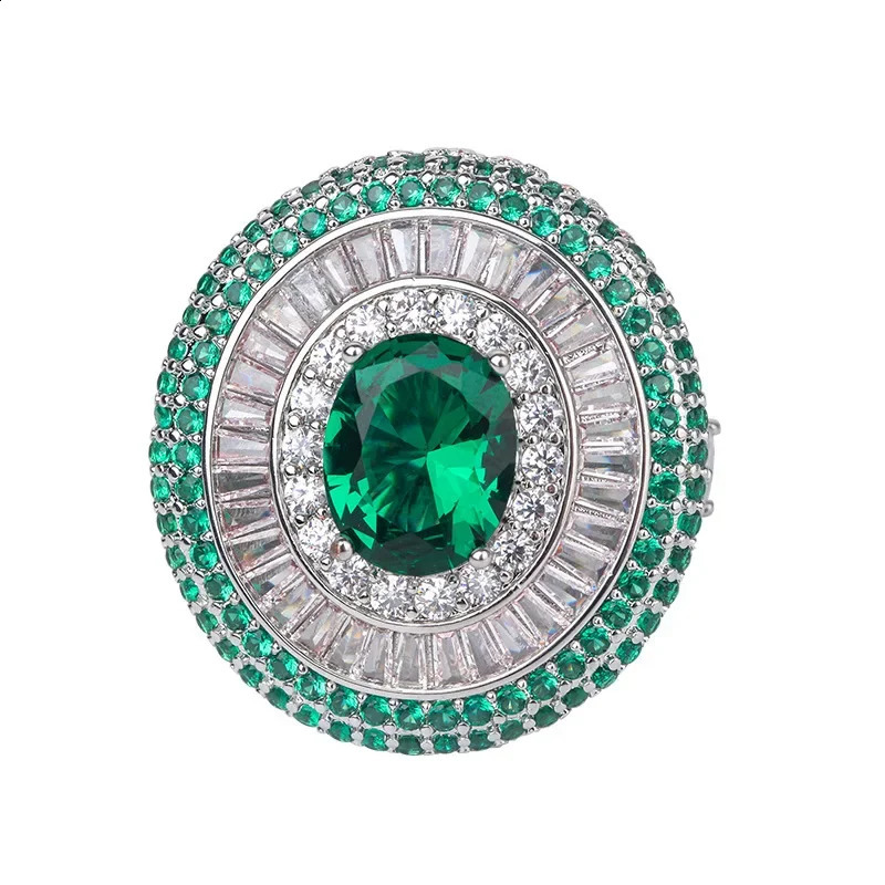 Jewelry S925 silver-plated 18K gold European and American colored treasure emerald diamond pendant set 8 * 10 jewelry 241226