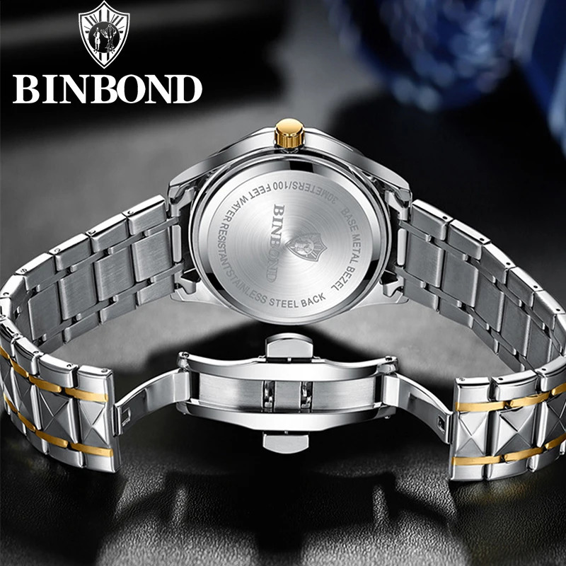 BINBOND B5552 Quartz Womens Watches 30M Waterproof Luminous Date Wristwatch Fashion Business 241225