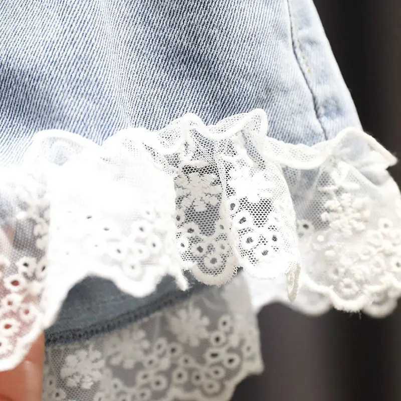 IENENS Girl Jeans Shorts Kids Denim Short Pants Baby Casual Lace Shorts Beach Bottoms Fit 4-13 Years Child Summer Clothes W241227