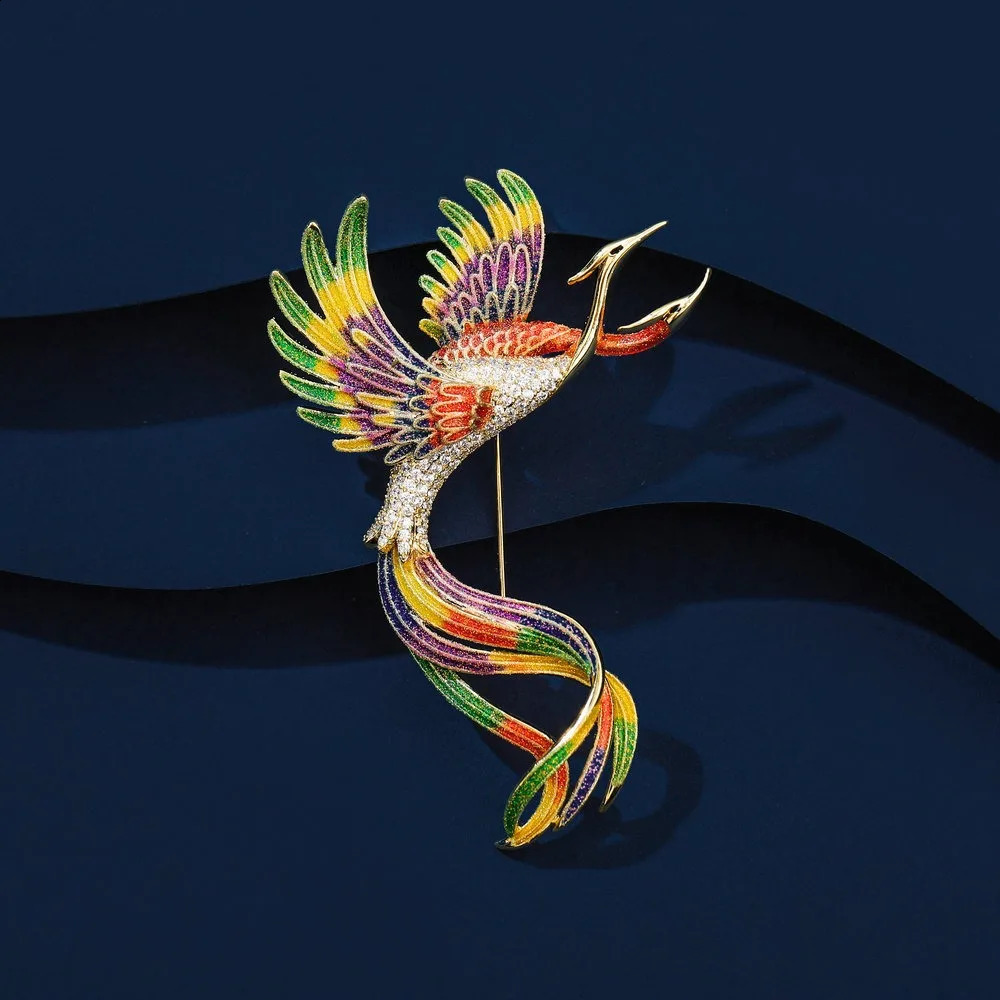 Dress Accessories Womens brooch pin gift for women Advanced feeling Enamel chest flower Gradient colored Phoenix brooches 241227