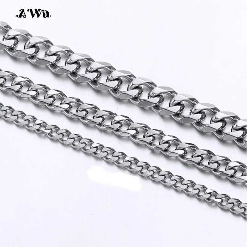 Cuban Link Chain Stainl Steel Necklace Waterproof 18 K Gold Plated Punk Men Women Black Silver color Jewelry DIY AccoriesXJ241227
