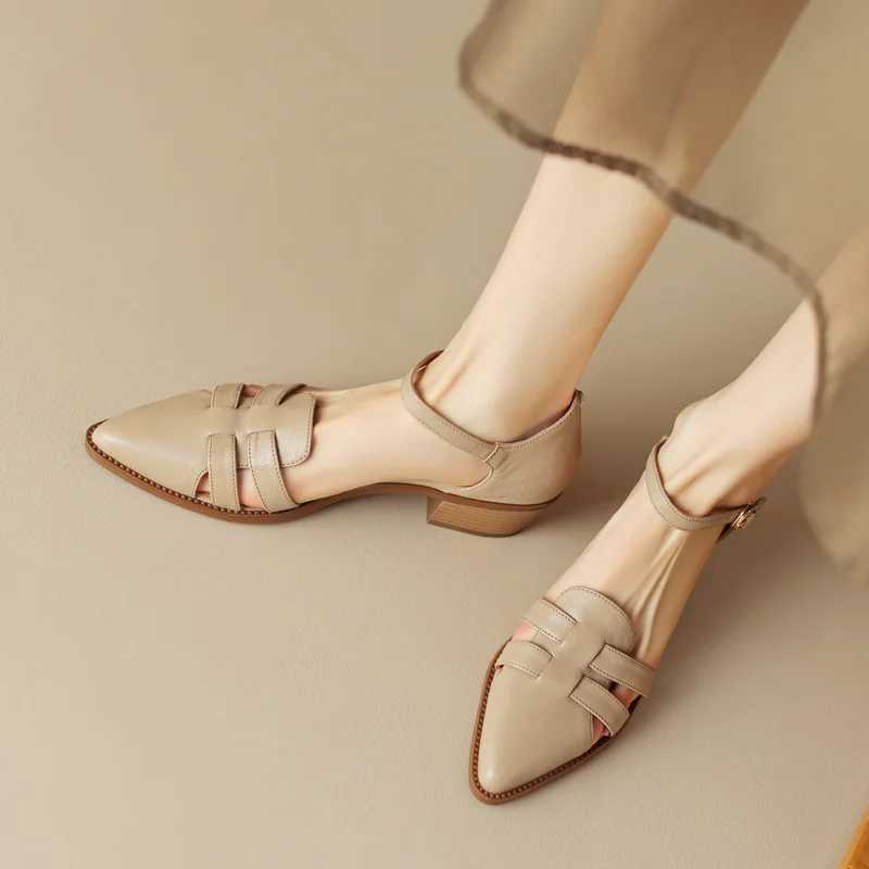 High Quality Womens Summer Sandals Luxury Elegant Artificial Leather Barefoot Shoes For Women Trends Low Heels Pointed Toe Sandals T241227