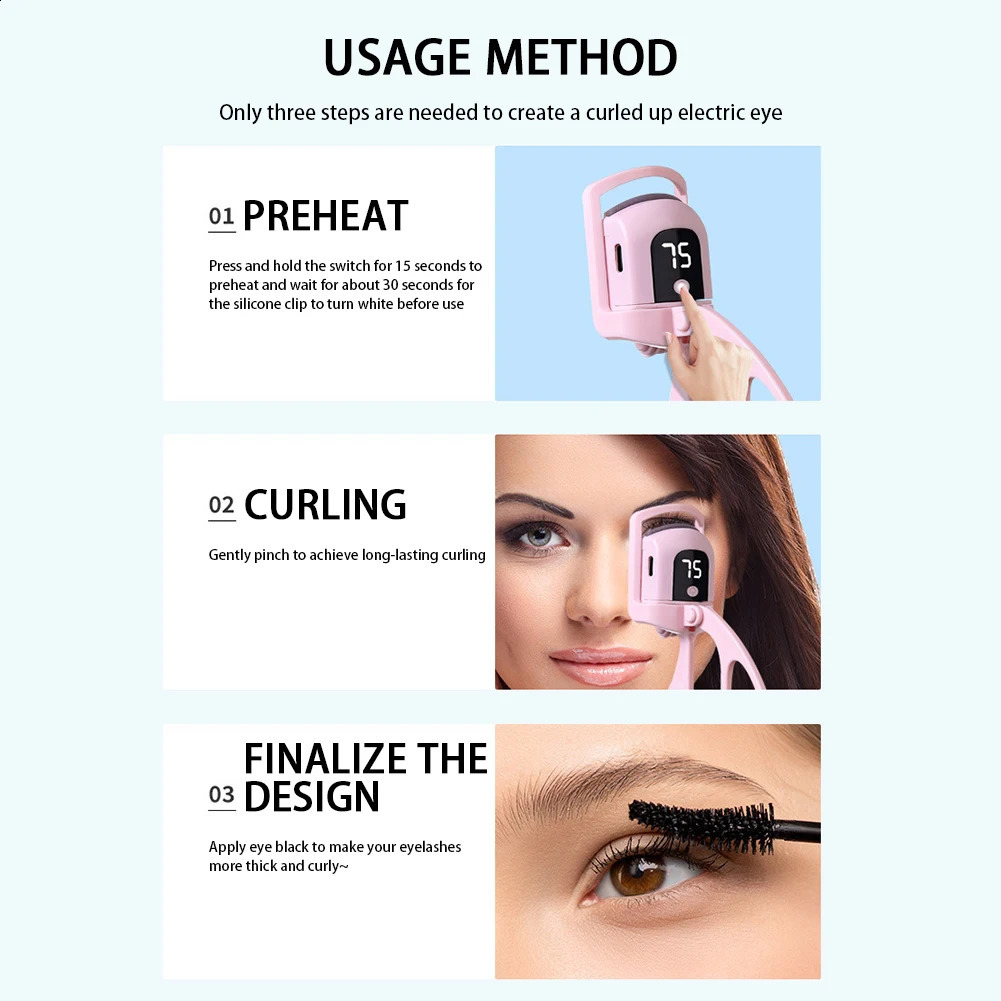 Electric Eyelash Curler Long-lasting Curling And Shaping USB Charging Model Fast Heating Thermal Eyelash Clip Eye Beauty Tool 241226