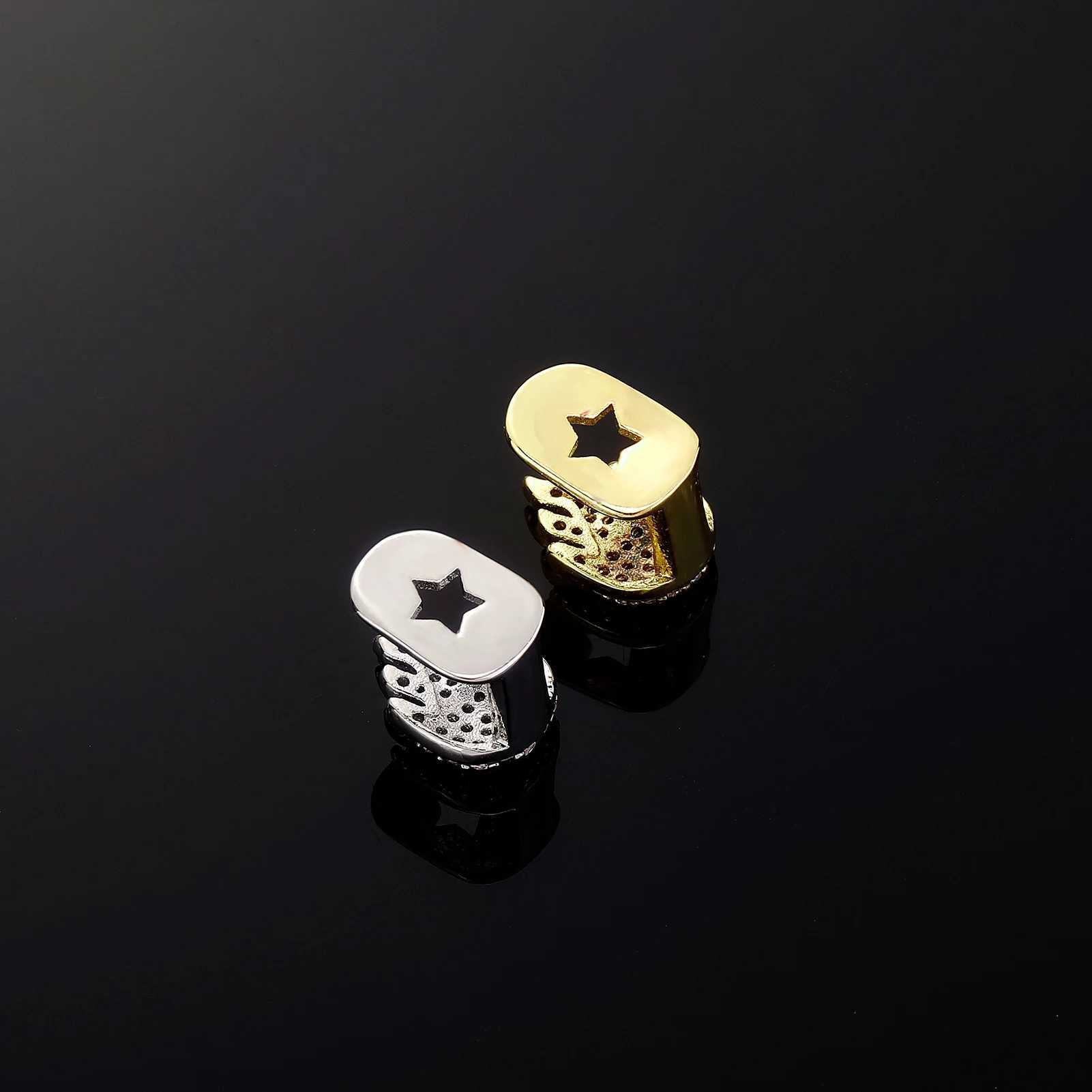 JINAO NEW 2024 Hip Hop Teeth Grillz Men Women d Out Fire Single Tooth C Dental Grill Punk Rper Halloween FLame Cosplay W241227