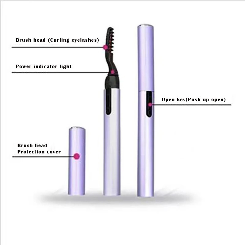 Electric Eyelash Curler Heating Curling Eyelash Pen Mascara Long Lasting Eye Lashes Comb Durable Shaping Slender Eyelash Brush 241226
