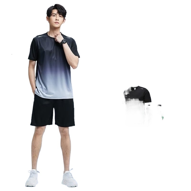 clothes Fitness mens simple quick drying sportswear set summer short sleeved T-shirt morning running basketball training room shorts