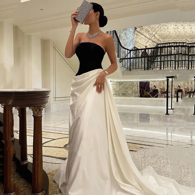 Aleeshuo Sexy Saudi Arabia Women Prom Dressess A-Line Evening Dress Strapless Formal Sleeveless Customized 241223