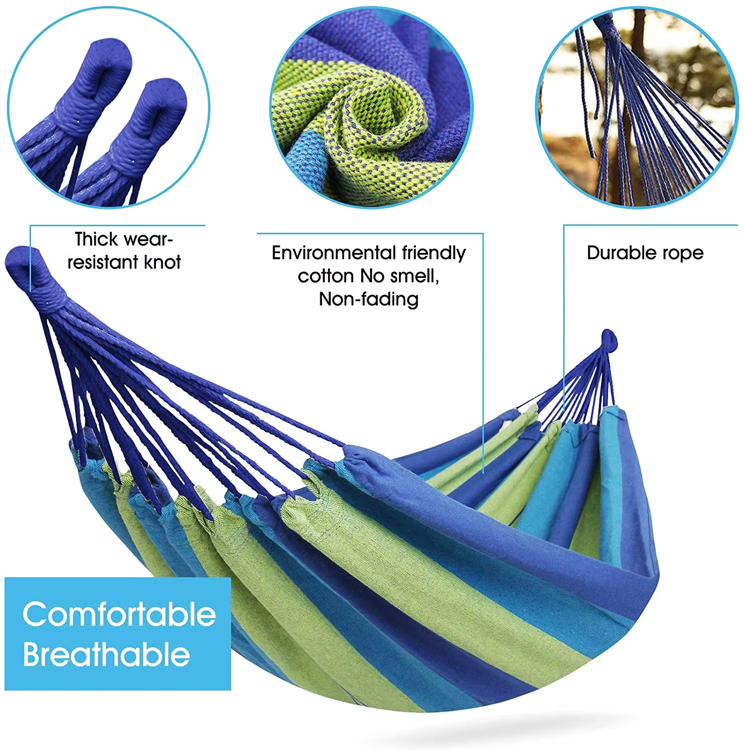 Outdoor Portable Canvas Cotton Hammock Camping Hanging Hammock Swing