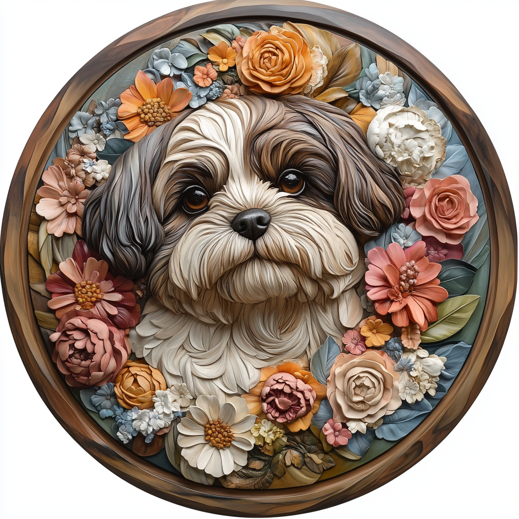 Customizable Circular Aluminum Pet Memorial Decoration Painting - Premium Quality Waterproof Pet Souvenir Tombstone for Dogs