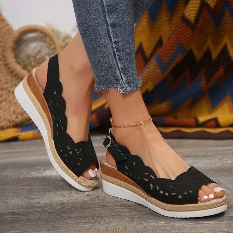 High Quality Peep Toe Platform Sandals Women Summer Back Strap With Heels Sandals Women Thick Bottom Non-Slip Espadrilles Shoes T241227