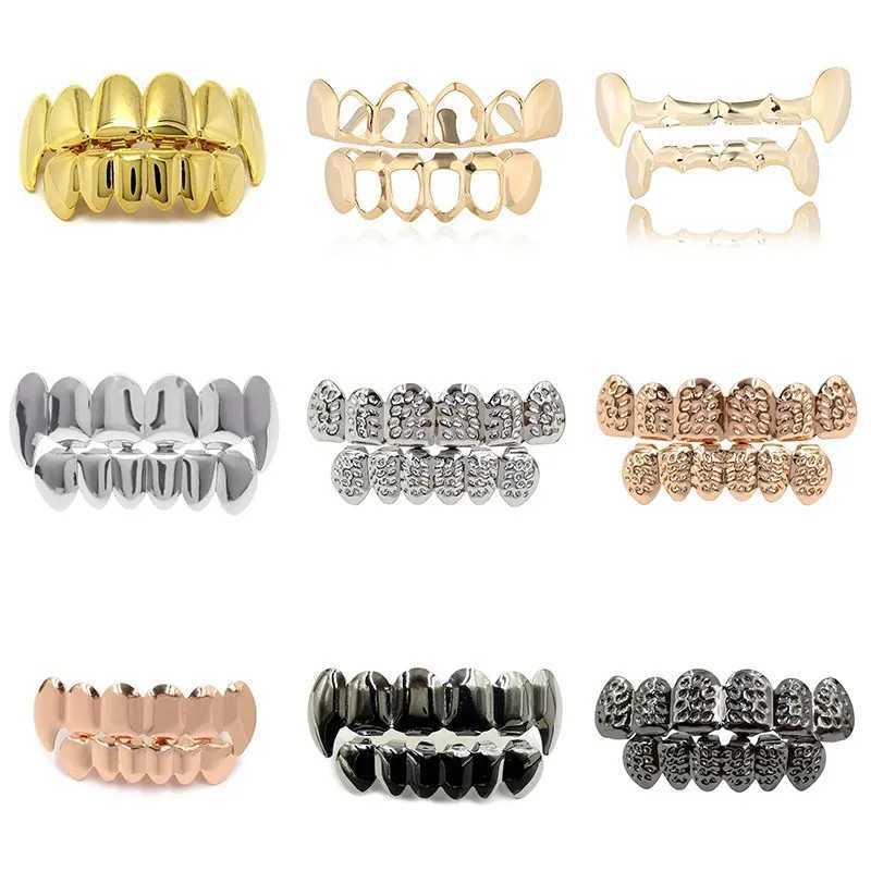 Hip Hop Teen Grilz set suitable for unisex top bottom mouth gold silver teeth Grills teeth Cs removable teeth fashion jewelry W241227