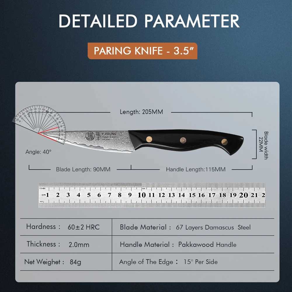 F. Young 3.5-inch Parisian knife professional Japanese 67 layer Damascus steel kitchen knife super sharp peeling fruit knife Y241227