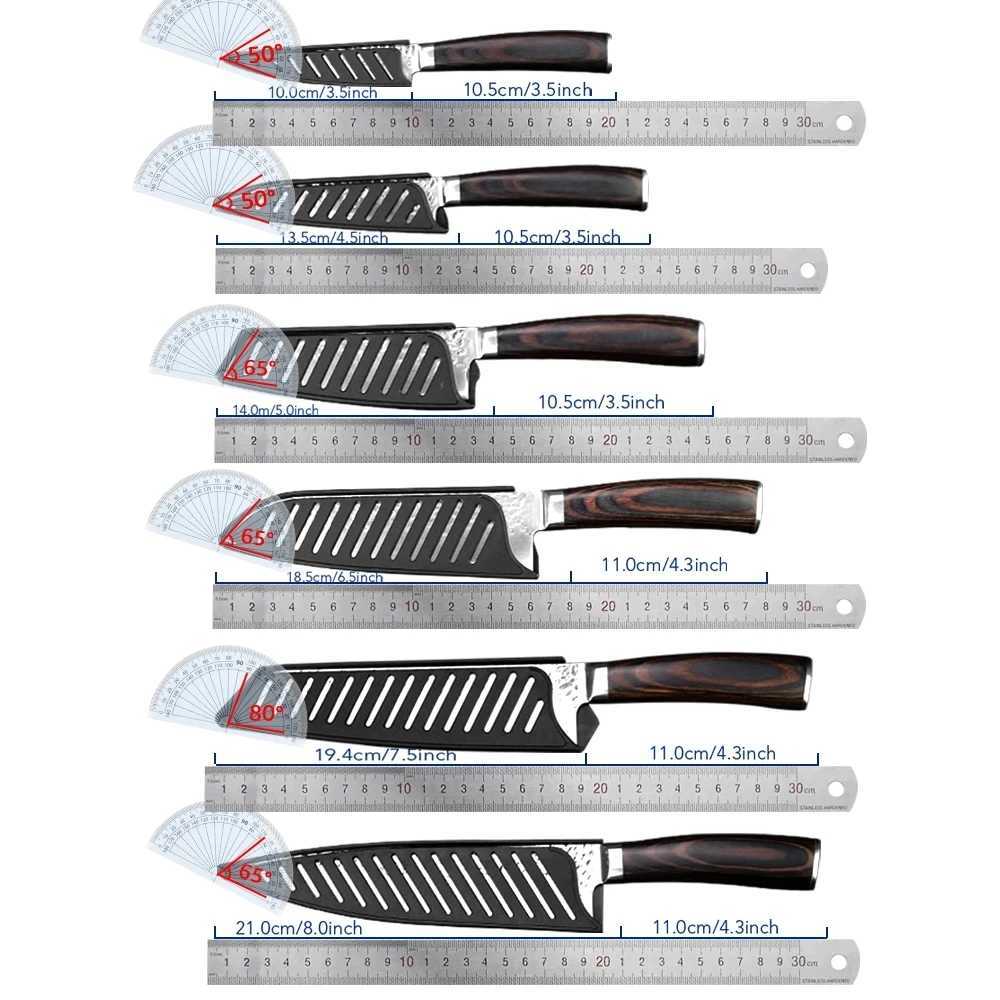 Kitchen Knife Set Chef Knife Santoku Japanese Knife 1-6pcs 7CR17 High Carbon Stainless Steel Fl Tang Fish Practical Kitchen Knife Y241227