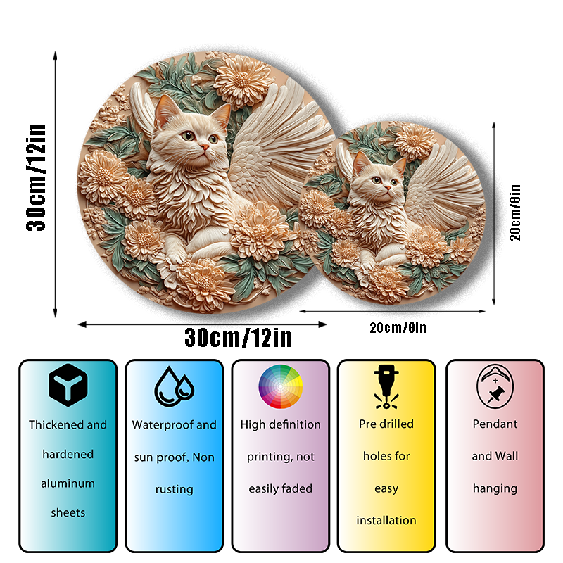 Customized American Shorthair Cat Pet Ornaments - 2D Printed Circular Aluminum Decorative Paintings - Pet Souvenir Tombstones