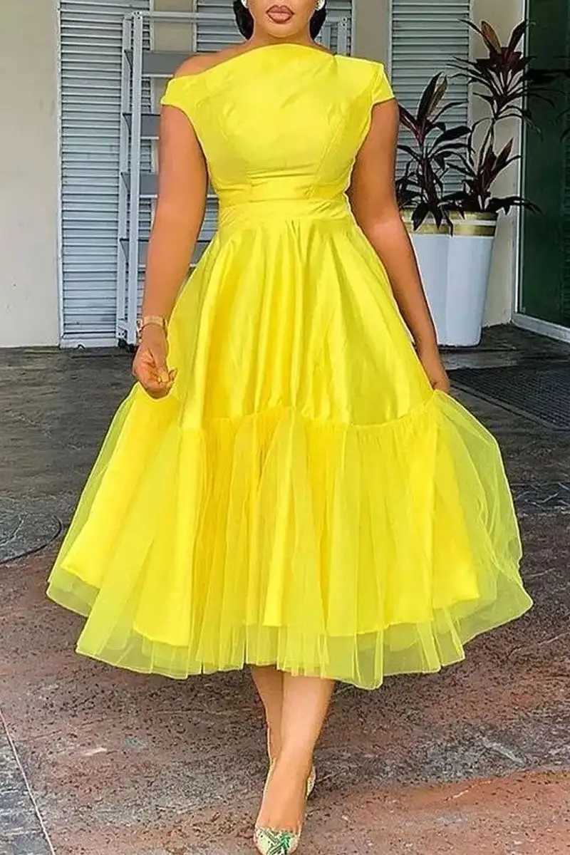 Elegant A-line chiffon midi womens gradient printed stainless steel party club wedding guest dress in plus size for summer 2024 X241226