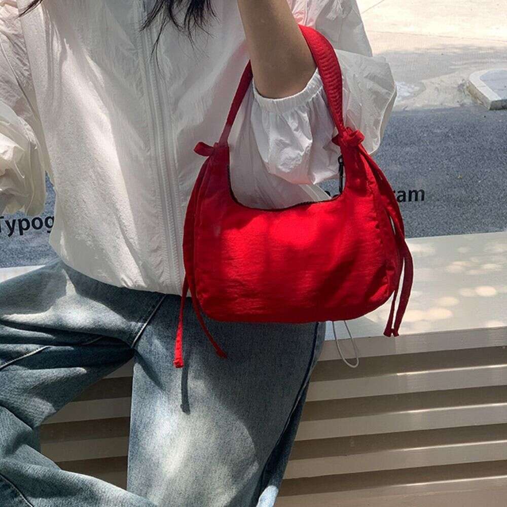 Women's Bags Handbag Casual Korean Style Nylon Bow Underarm Bowknot Purse Oxford Cloth Shoulder Bag Pure Color Simple Handbag Women