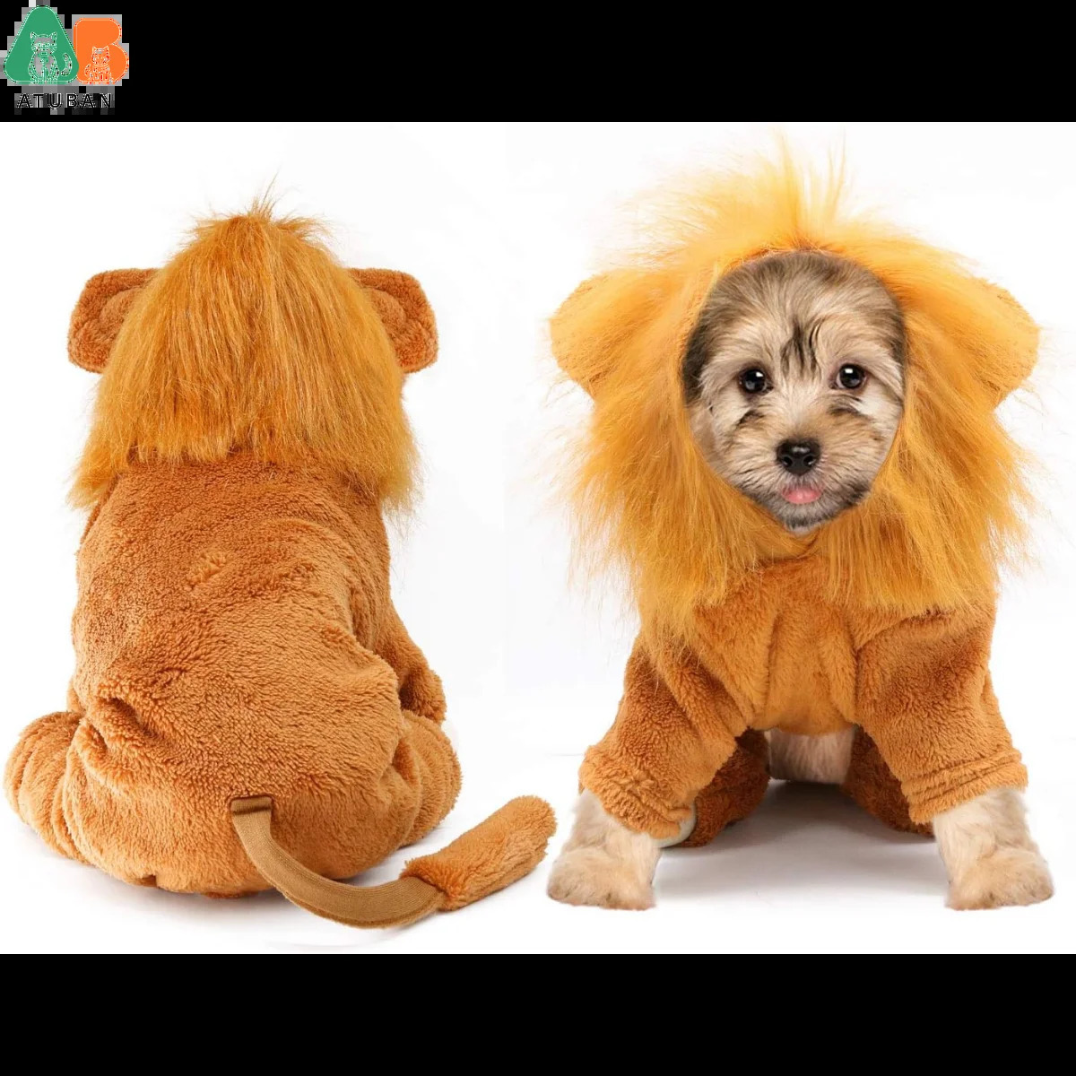 ATUBAN Dog Lion Costume Pet Clothes for Party Simulation Lion Pet OutfitsCosplay Dress up Pet Lion Hoodie Cat Costume for Party 241225