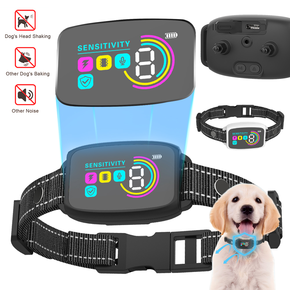 Anti Bark Training Collar For Dog Antiladridos Barking Type-C Rechargeable Dog Trainer Electric Shock Vibration Buzzer Waterproo