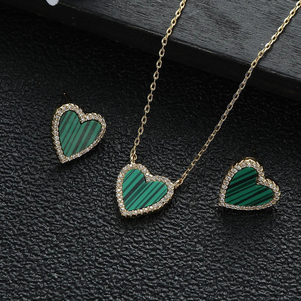 Romantic Heart pendant Necklace Earring necklace Jewelry for Women Fritillary gemstone Set Wedding Gift TRENDY Lovely 241226