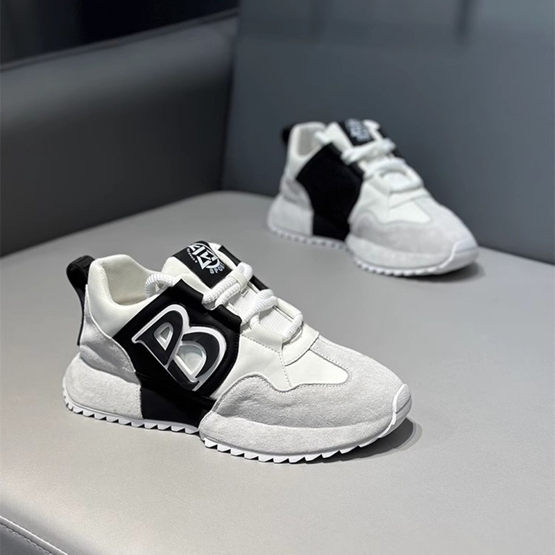 Men Casual Shoes Black White Trendy Style Thick Sole Board Shoes Sneaker Free shipping