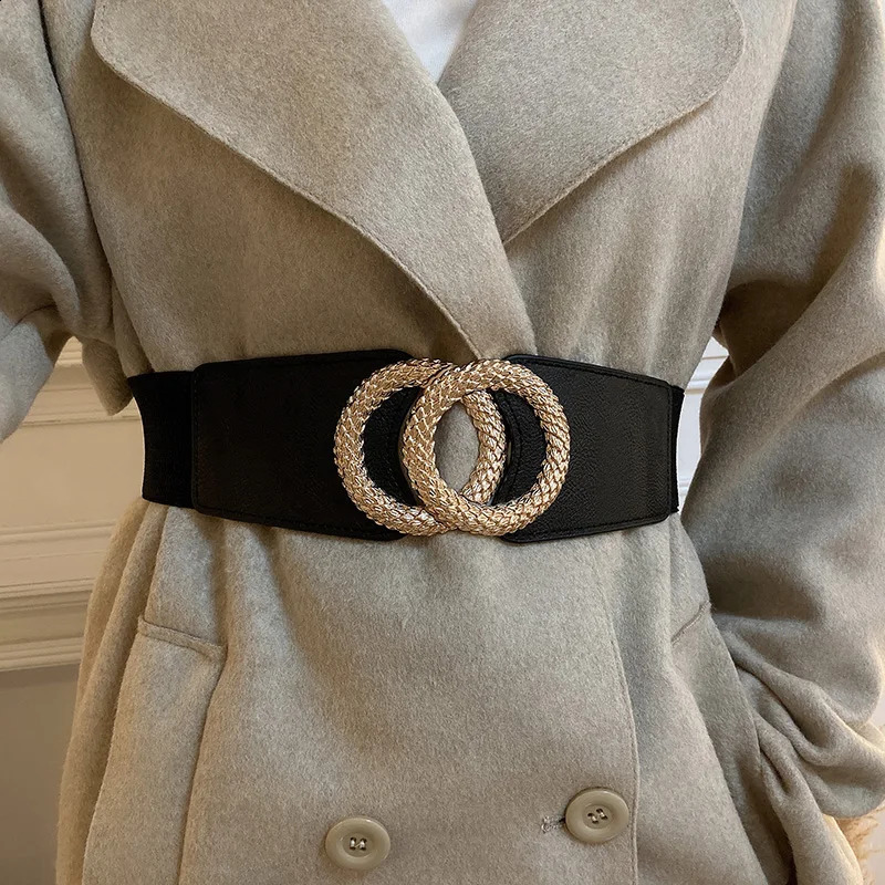 Fashion PU Leather Elastic Wide Belts For Women Stretch Thick Waist Dress Plus Size Straps 241225