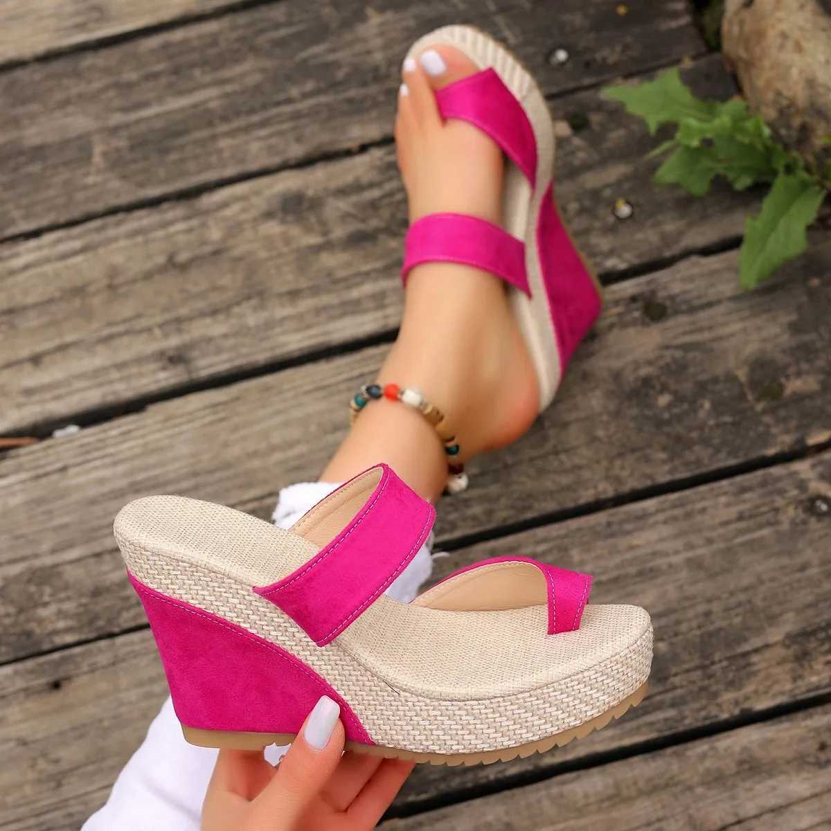 High Quality Summer Platform Sandals Shoes for Women Ankle Wedges Sandals Denim Comfortable Thick Sole Heels Women Sandalias T241227
