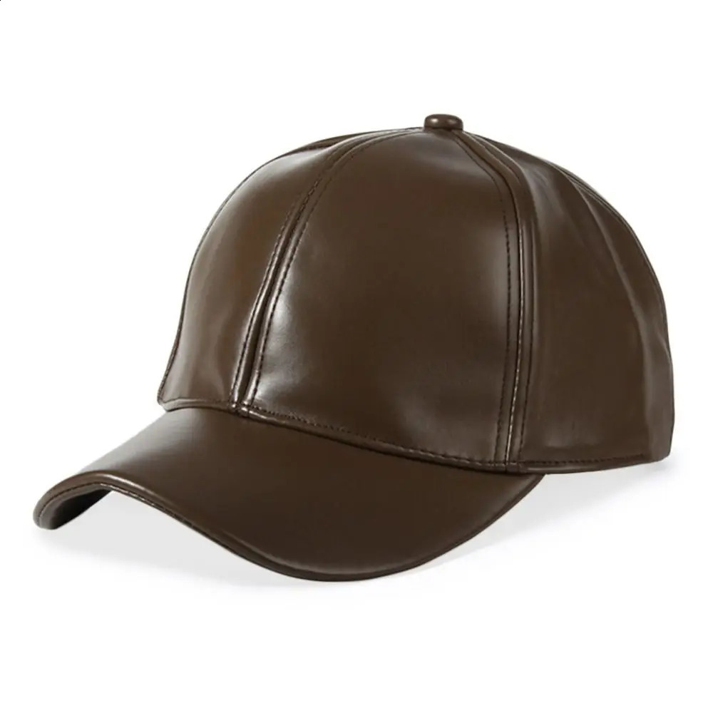Fashion Outdoor Sports Leather Baseball Caps Autumn Winter Adjustable Soft Top Thermal Hats Hip Hop Warm Caps for Men Women 241227