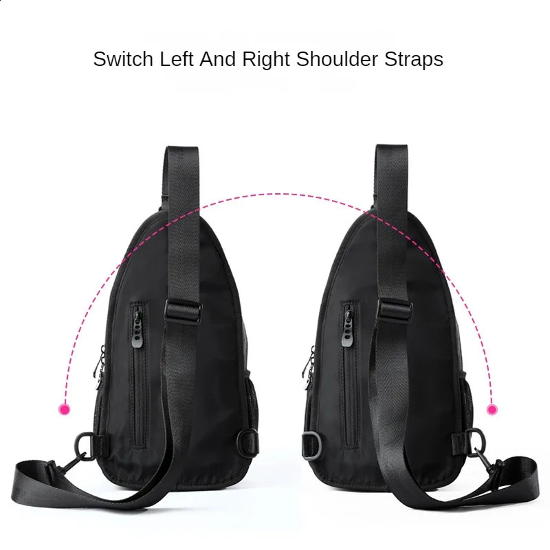 Waterproof Chest Bag Pouch for Man Nylon Casual Commute Simple 9.7 iPad Sling Bag Multi-Functional Zipper Anti Theft Bags 241228