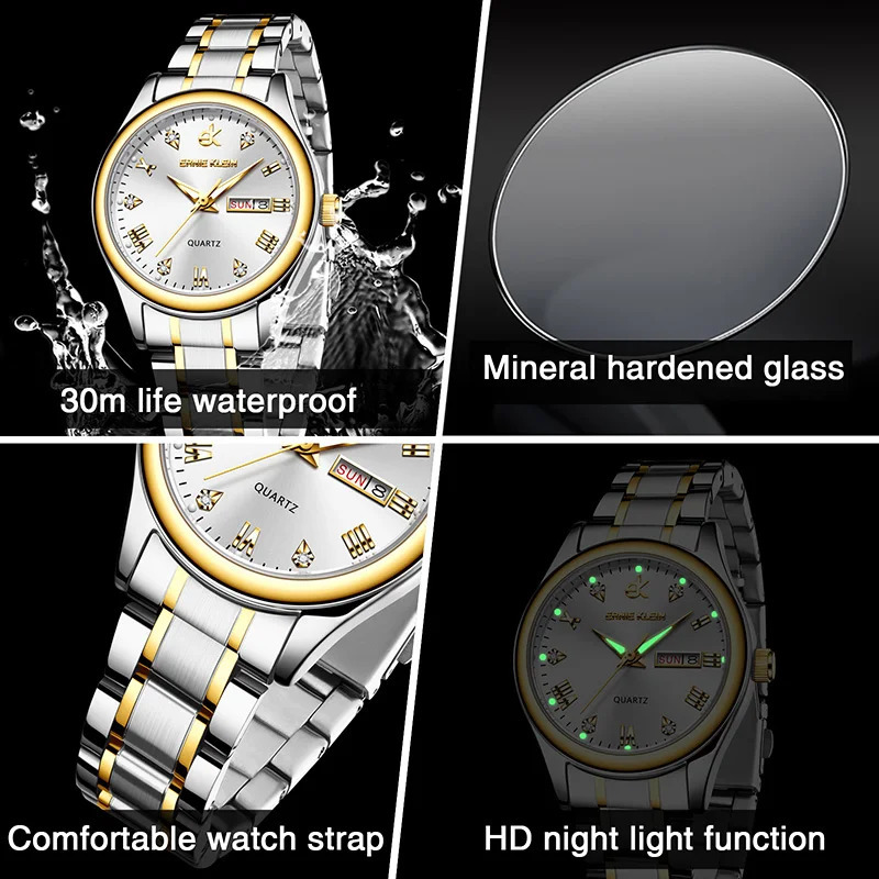 EK Womens Wrist watch Original Watches for Ladies Waterproof Stainless Steel Quartz Woman Wristwatch Gold trend 241225