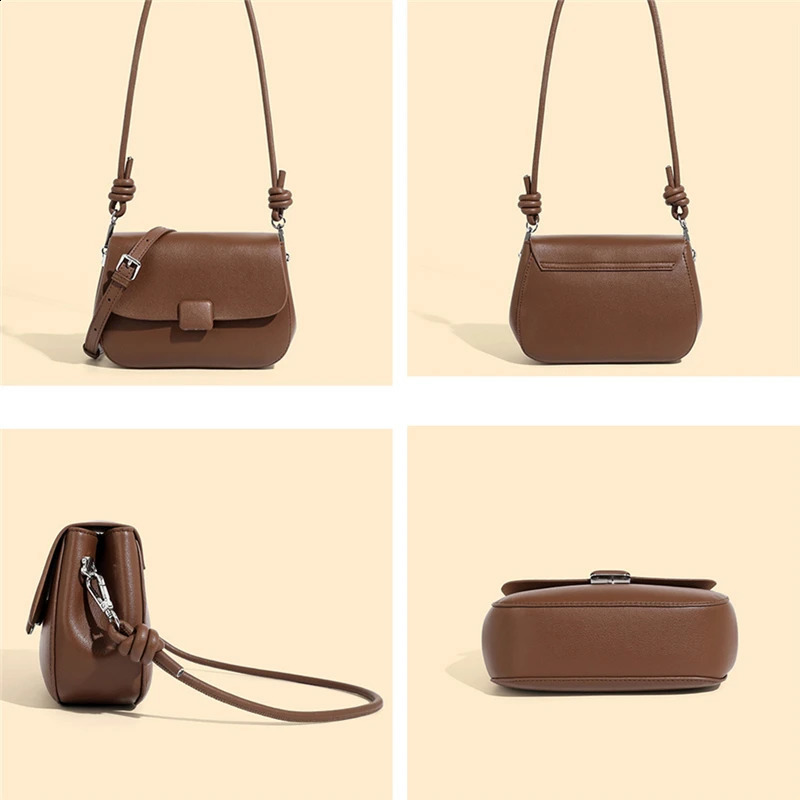 Hifashion Vintage Genuine Leather Underarm Small Shoulder Bags For Women 2025 Trend ner Saddle Crossbody Ladies Handbags 241227