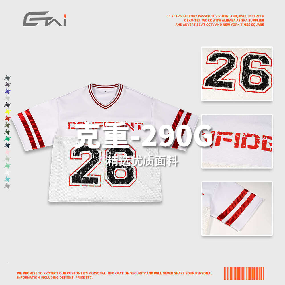 Wear | and Wide American Mesh Shirt T-shirt High Quality Trendy Brand Contrast Short Sleeve Men's T