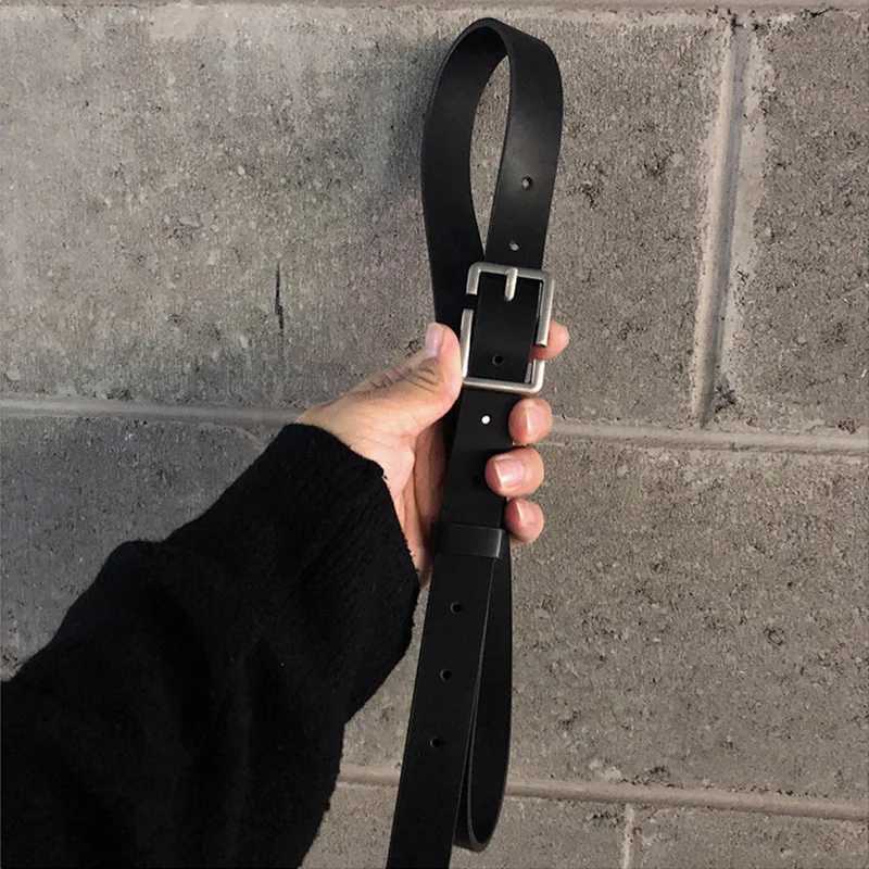 Fashion Teenagers Jeans Belt Chic Geometric Pin Buckle Black Girdle Strap Korean Vintage Waistband For Men Women PU Leather Belt W241228