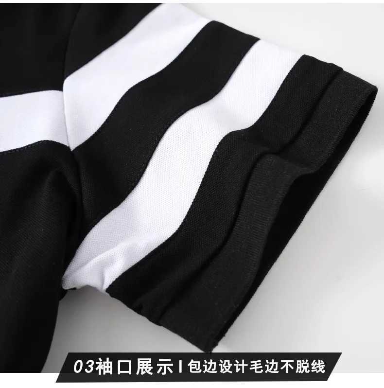 Summer mens striped color fashionable mens short sleeved shirt T-shirt mens printed shirt T-shirt mens casual collar T-shirt X241228