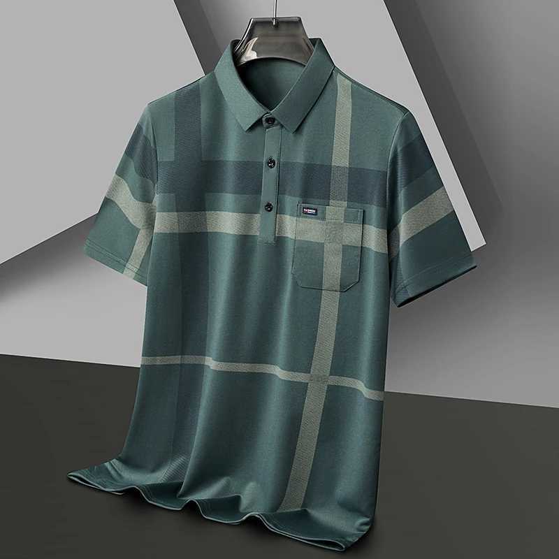 Summer high-end pocket fashion design mens short sleeved high-quality lapel shirt shirt business casual striped Korean style X241228