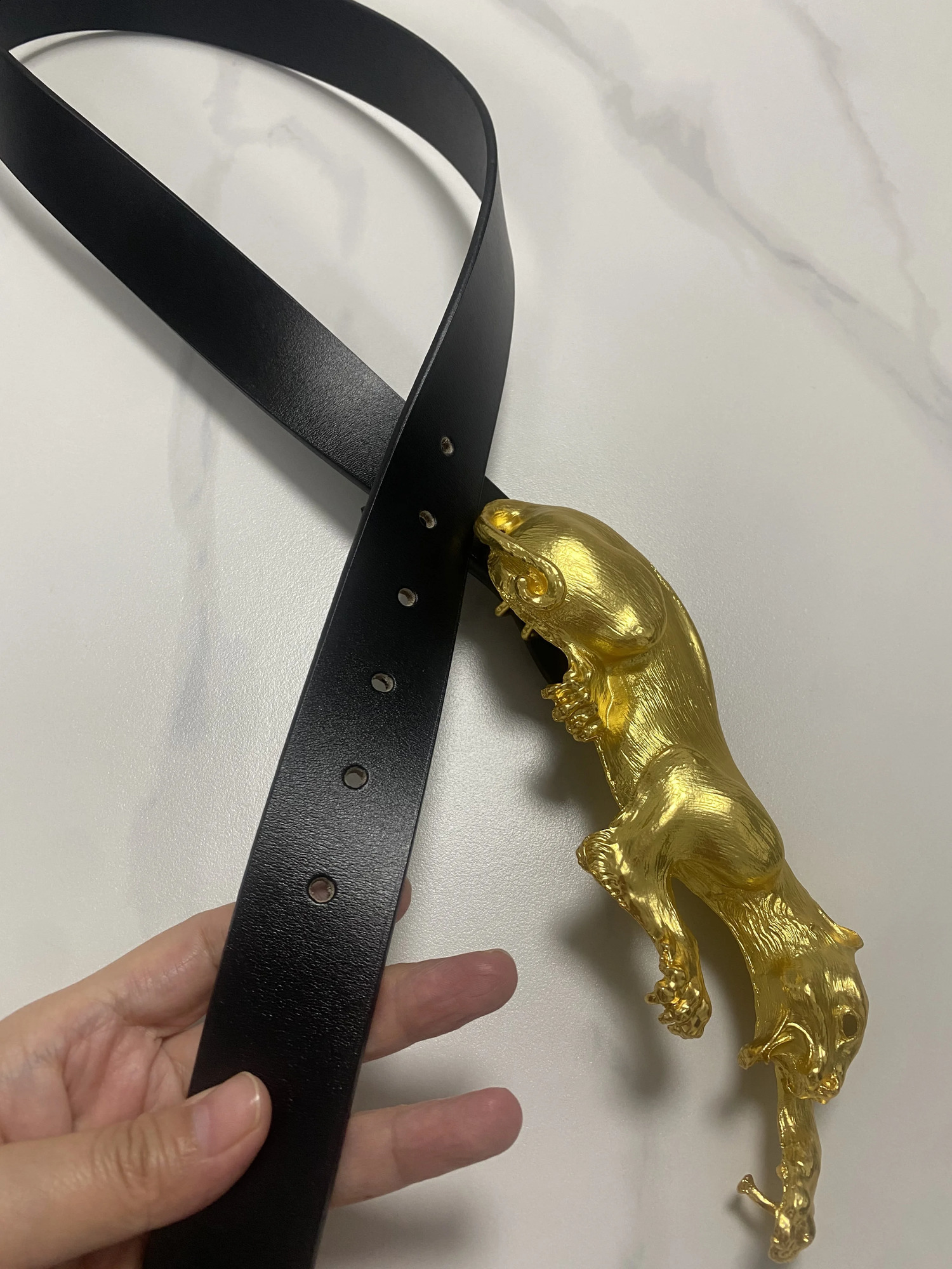 Womens Fashion Black Genuine Leather Gold Leopard corset Female Cummerbund Coat Waistband Dress Decration Wide Belt J005 241227