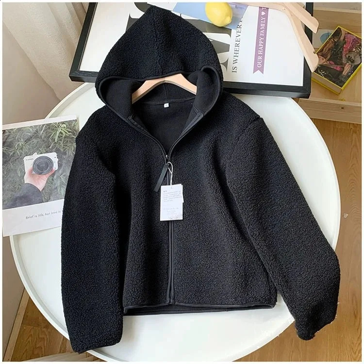 Womens Winter Fleece Sherpa Hoodie Jacket Warm Plush Zip-Up Coat Casual Oversized Hooded Sweatshirt Outwear for Cold Weather 241227