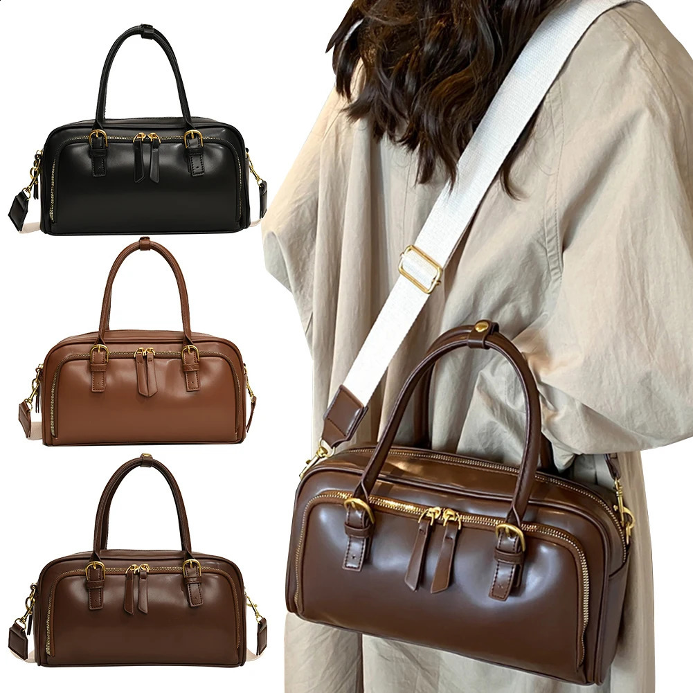 Handbag for Women Adjustable Strap Boston Tote Bag PU Leather Multi-pocket Top Handle Bag Solid Clutch Purse for Work Travel 241228