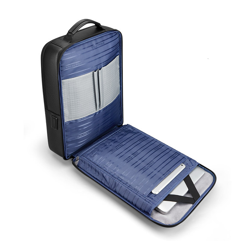 Emperor Paul Men's Leather 15.6-inch Computer Waterproof Business Travel Backpack