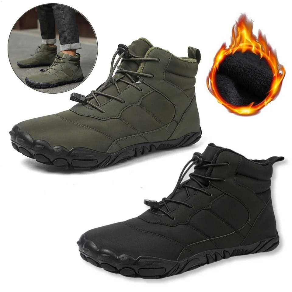 Winter Warm Sneakers Unisex Rubber Camping Sneakers Waterproof Non-Slip High Ankle Snow Boots Breathable Running Barefoot Shoes 241228
