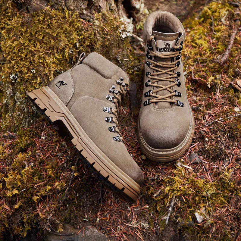 GOLDEN CAMEL Mens Winter Work Boots Waterproof Anti-slip Warm Plus Velvet Thick-soled Hiking Shoes for Men High-top Climbing 241228