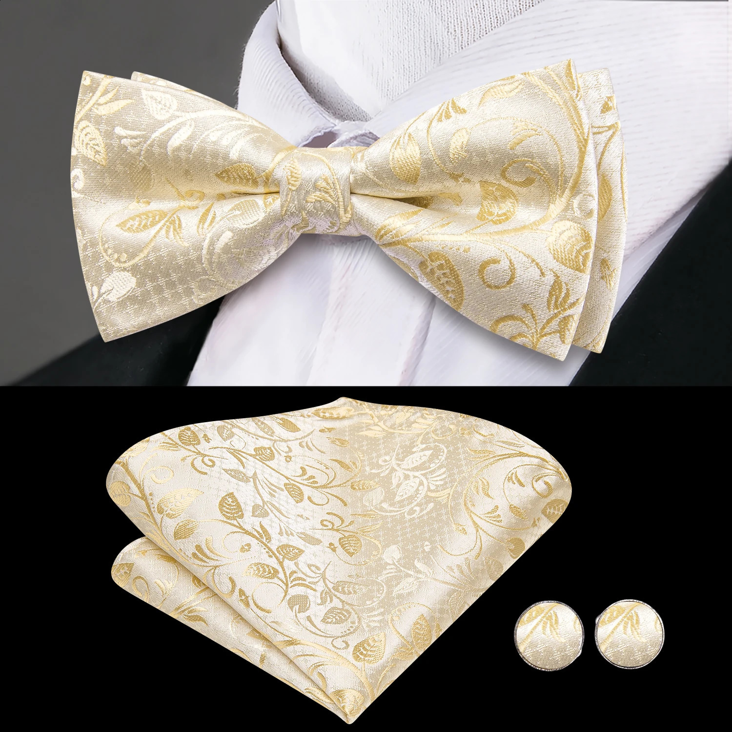 Hi-Tie Silk Mens Cummerbunds Vintage Formal Jacquard Pailey Bowtie Hanky Cufflinks Cummerbund Belt Corset For Male Wedding Prom 241227