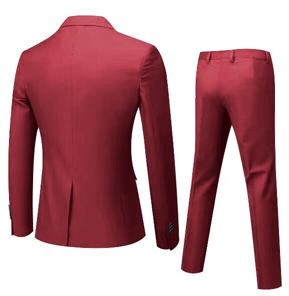 Autumn new high-end mens solid color casual suit set three piece set small suit slim fit youth mens dress