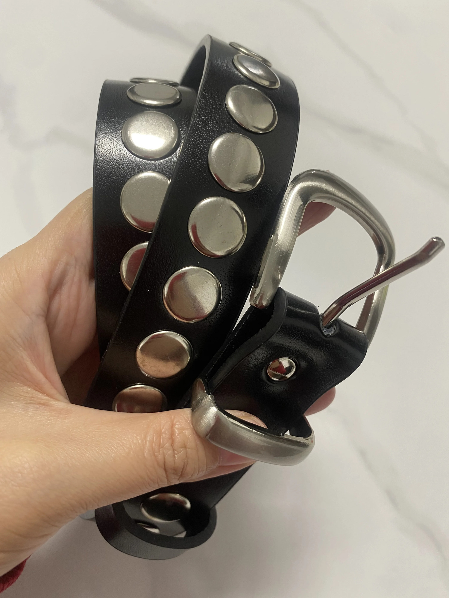 Womens Runway Fashion Black Genuine Leather Rivet Cummerbunds Female Dress Corsets Waistband Belts Decoration Wide Belt R925 241227