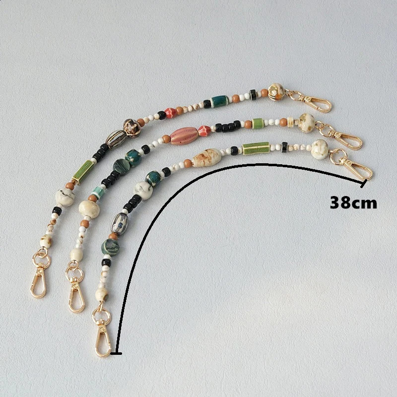 Fashion Woman Bag Accessory Detachable Ceramic Beaded Chains Cute Acrylic Strap Women Handbag Shoulder Handle Chain 241226