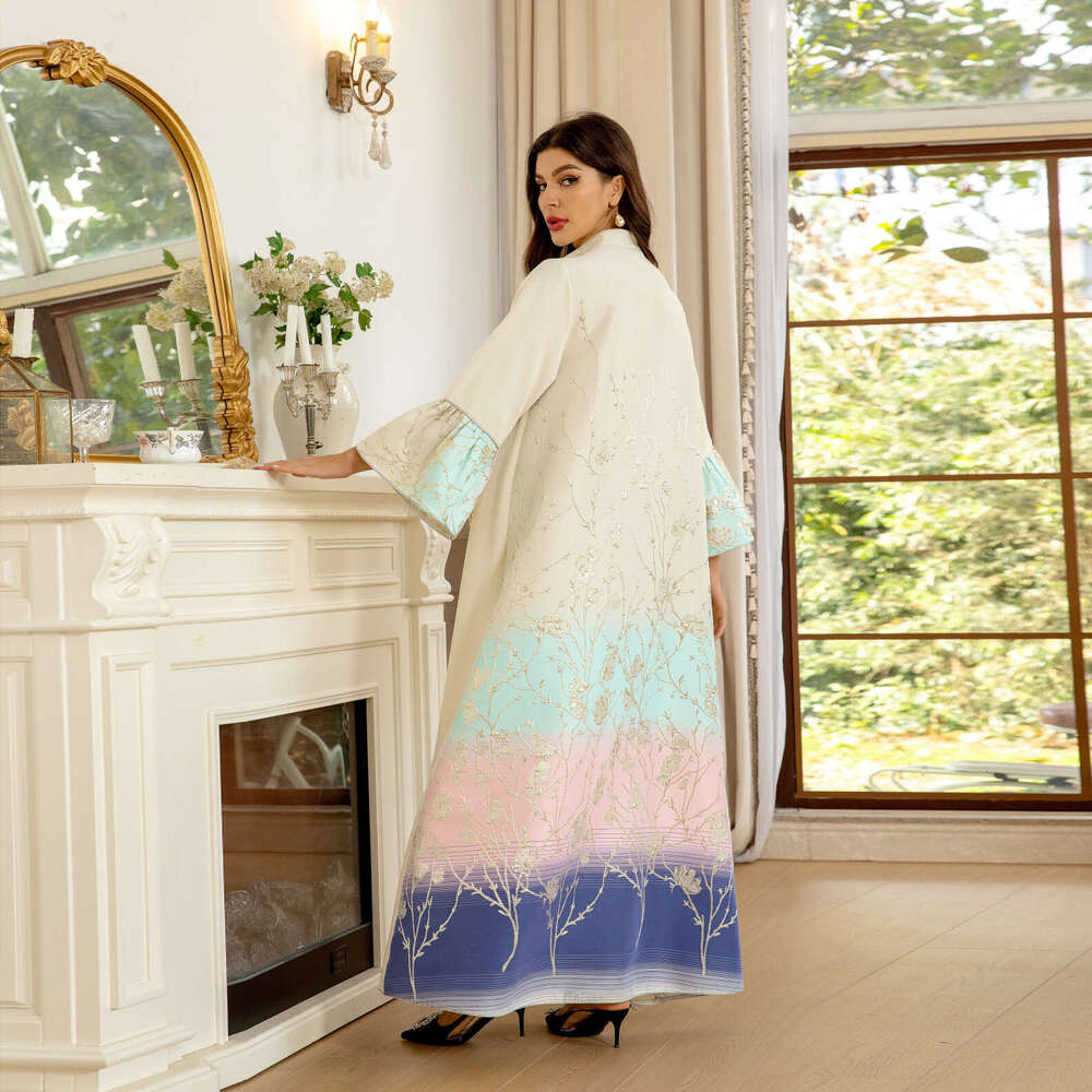 Muslim Dubai Fashion Jacquard Gradient Robe Women's Clothing