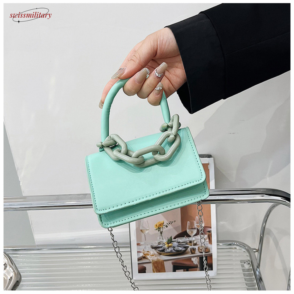 Fashion Temperament Women'S Korean Version Winter Trendy Chain Small Square Crossbody Bag Casual One Shoulder Handbag New #8 swissmilitary
