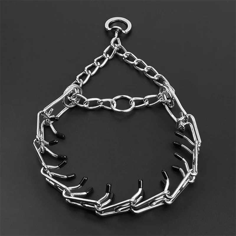 Dog Anti Pull Training Collar Adjustable Multi-size Metal Prong Training Choke Pinch with Rubber Tips Pet Supply M241228