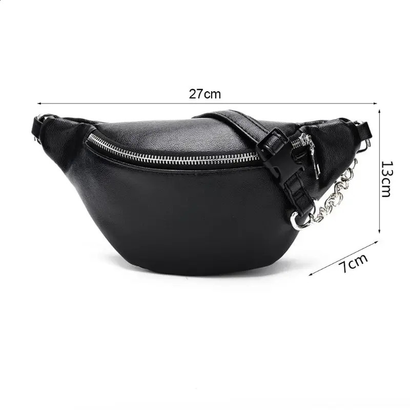 Fashion Leather Waist Fanny Pack Chest Bag Phone Purse with Metal Chain for Wome 241227