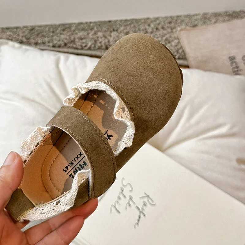 Spring Autumn Kids Flats Shoes Ruffles Shallow Toddler Girls Princess Shoes Soft Hook Loop Non Slip Children Single Shoes W241228