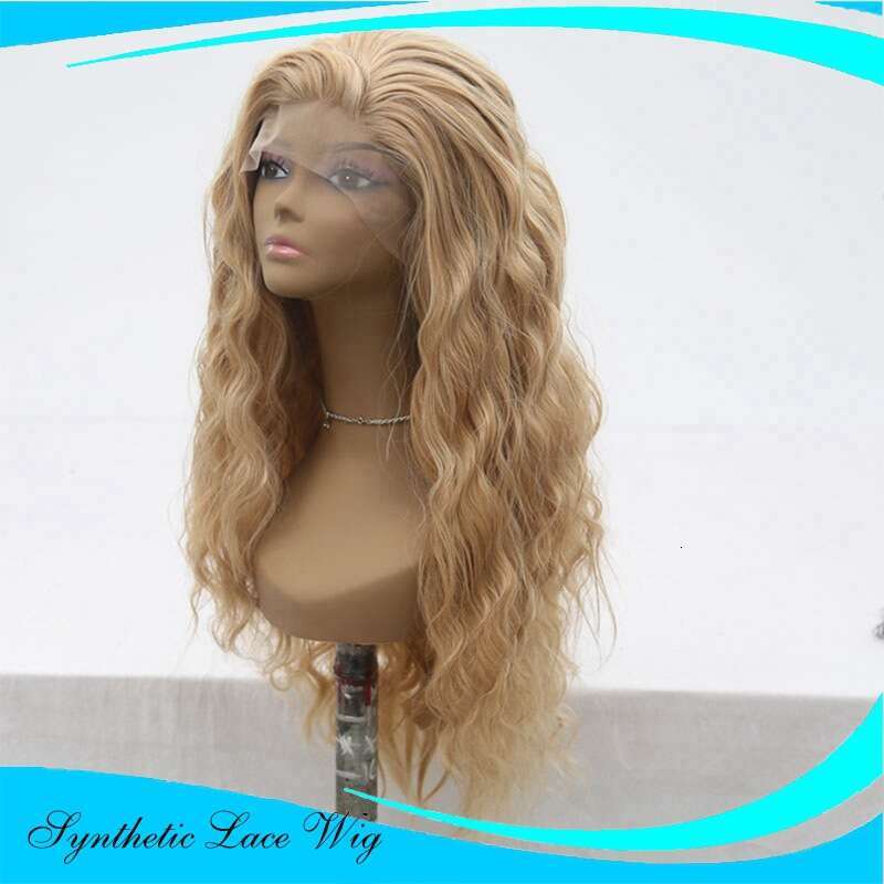13 * 2.5 Synthetic Lace Wig With Mixed Gold Small Curly And Long Hair Full Head Cover Kq2 Kq2